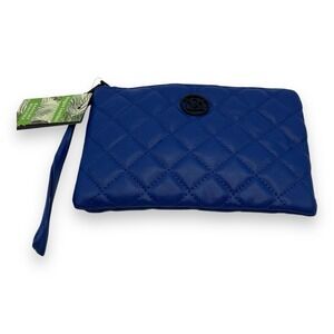 Badgley Mischka Quilted Wristlet Card Holder Vegan Leather Navy MSRP $49 NWT